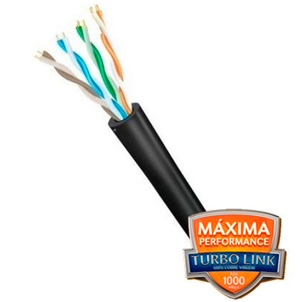 Metro Cabo de Rede Lan Expert Turbo Link 4 Pares 100% Cobre CAT5E UTP Preto